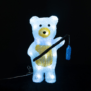 Acrylic bear with fishing rod