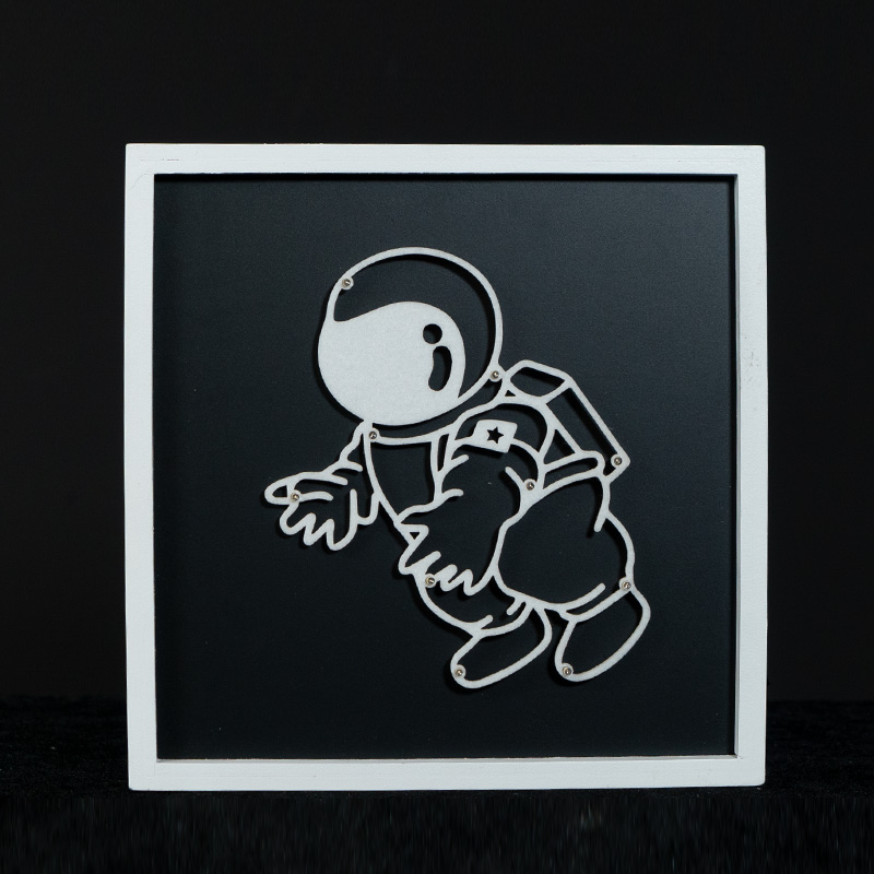 Wooden Frame Light With Astronaut Pattern