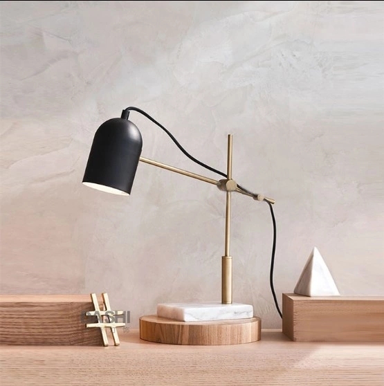 Modern design study use elegant design 21.3in 54cm height eye care metal desk led table lamp with marble base
