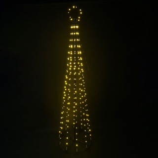 160L Warm Light, 1.8M Christmas Black Iron Frame Conical Tower Shape LED Lights