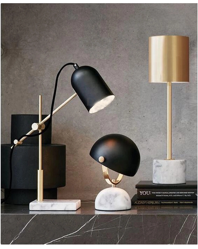 Modern design study use elegant design 21.3in 54cm height eye care metal desk led table lamp with marble base