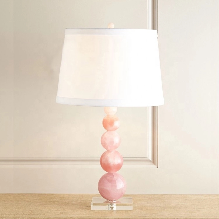 Home indoor use cozy nordic post modern decorative stylish 3668cm pink glass crystal LED table lamp