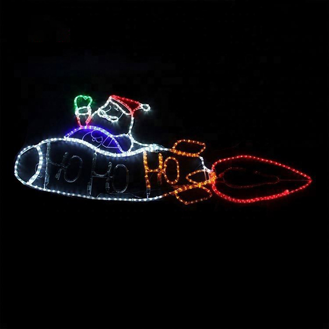 Outdoor 2D Santa Claus LED Illuminated Christmas Motif light for Street Commercial Holiday Displays