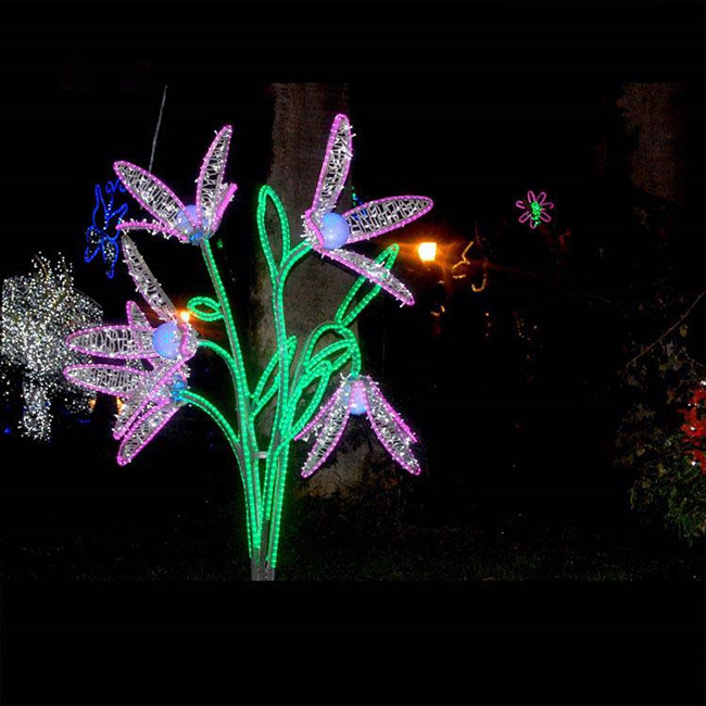 Christmas Outdoor 3D LED Motif Light Decorative Artificial Rose/Tulip Flower with Light