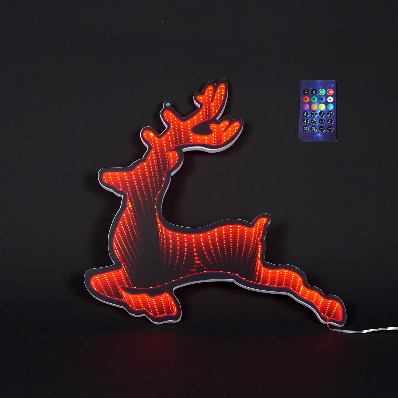 ‌PET Deer Mirror Multi-Color LED Light