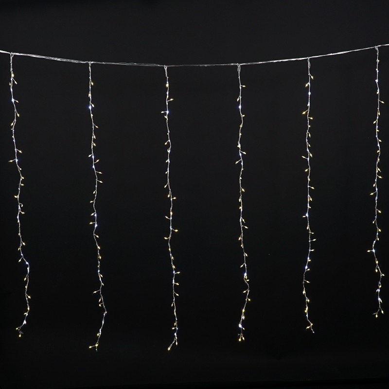 Warm White Christmas String Lights with Large Bulbs & Transparent Wire - Curtain Lights for Holiday Decor