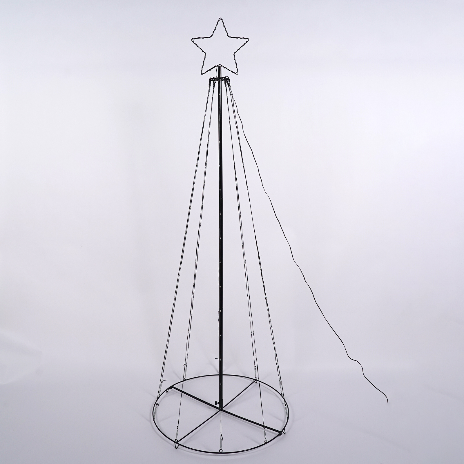160L Warm Light, 1.8M Christmas Black Iron Frame Conical Tower Shape LED Lights