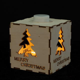 Wood box with Christmas tree pattern