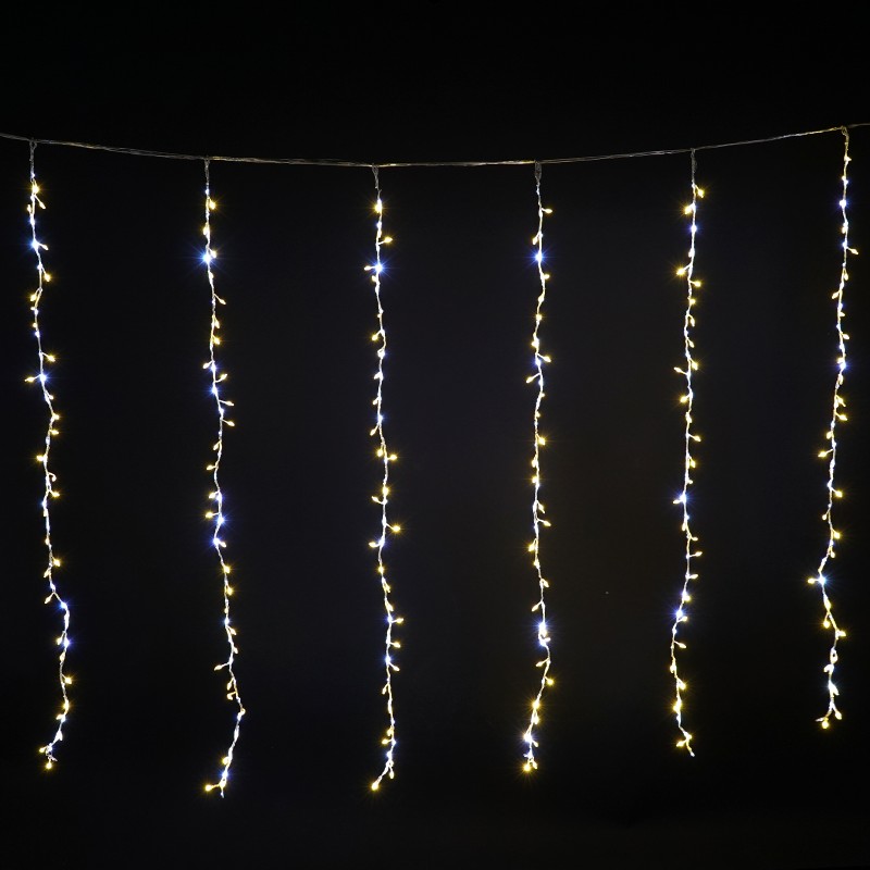 Warm White Christmas String Lights with Large Bulbs & Transparent Wire - Curtain Lights for Holiday Decor