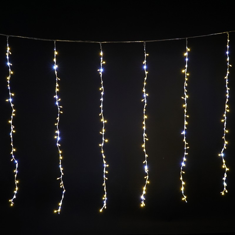 Warm White Christmas String Lights with Large Bulbs & Transparent Wire - Curtain Lights for Holiday Decor