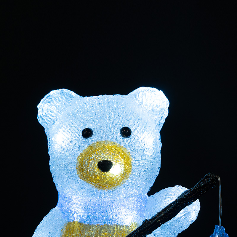 Acrylic bear with fishing rod