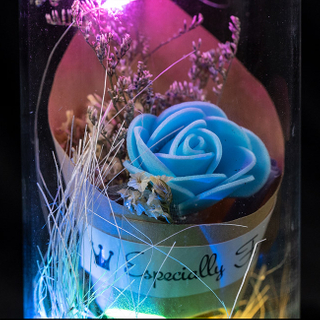 EVERMORE Blue Rose Dried flowers With Natural Color Thread and Letter 4L Multicolor LED Bare Wire Glass Cover Light