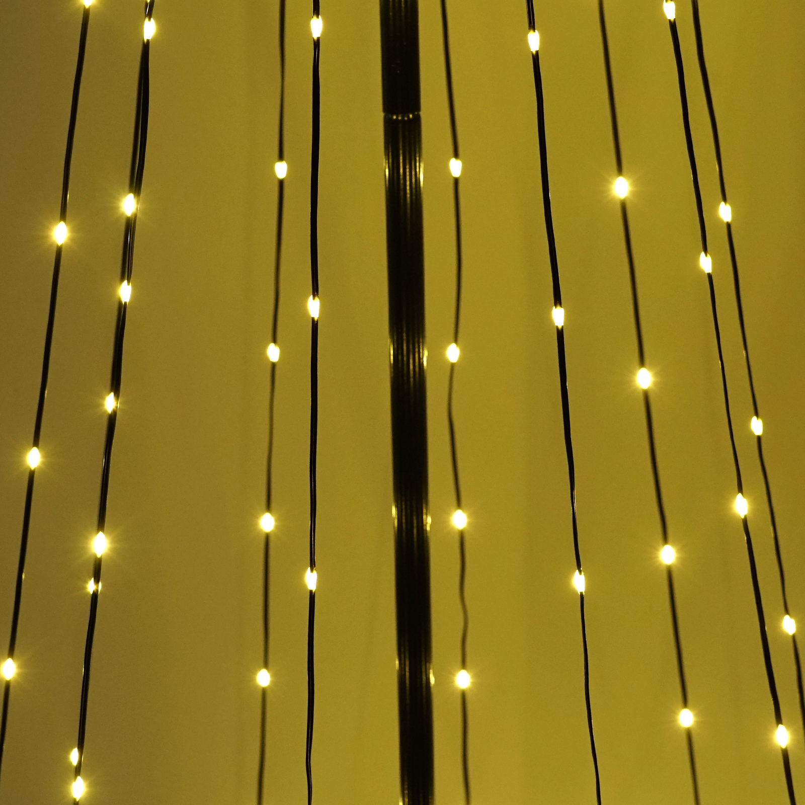 160L Warm Light, 1.8M Christmas Black Iron Frame Conical Tower Shape LED Lights