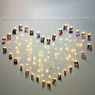USB 50LED Warm White Outdoor Christmas Photo Clip Curtain String Light Holder
