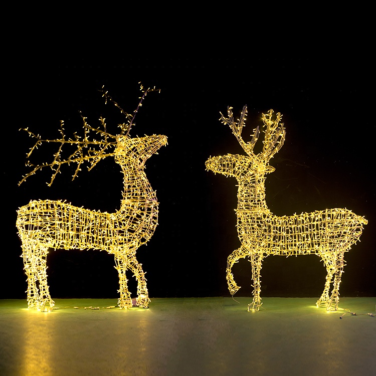 Outdoor Street Landscape Unique Aluminum Frame LED Christmas Standing Reindeer Animal