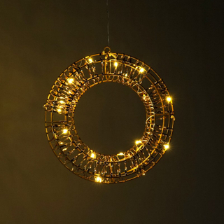 Copper Wire Wrapped LED Fairy Lights with Warm White Bulbs and Iridescent Tinsel on a Metal Frame