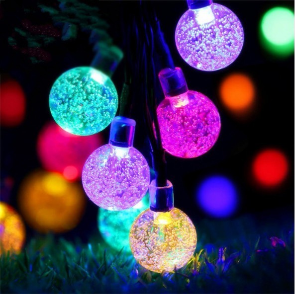 Moisture-proof Crystal Globe Ball LED Colorful light Outdoor Christmas Decoration Lights Holiday String Lights