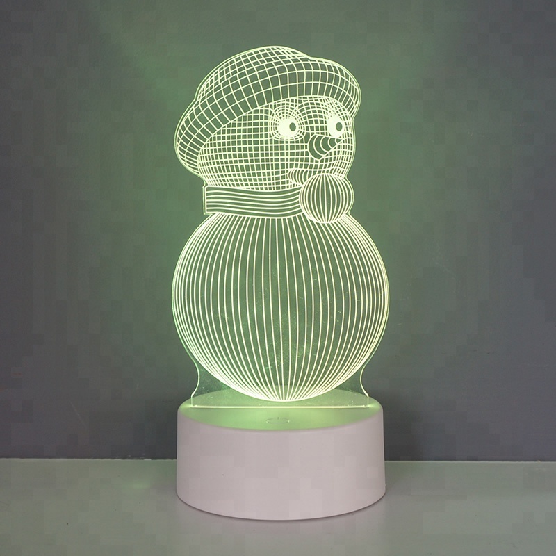 Engraved Acrylic Custom Snowman Illusion Christmas 3D LED Night Light