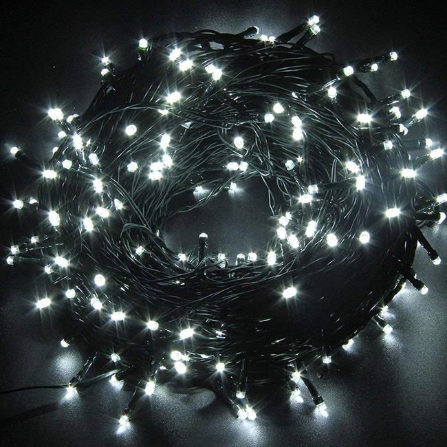 160LED Decorative Waterproof Battery Operated Outdoor Garden Christmas Black Wire Cold White String Light